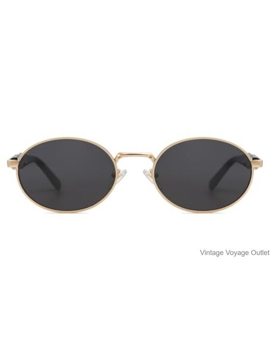 Retro Oval Sunglasses for Women Men, Metal Frame, UV400 Protection, Ideal for main image 6